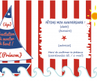 Invitation anniversaire printable personnalisable thème marin - handwriting